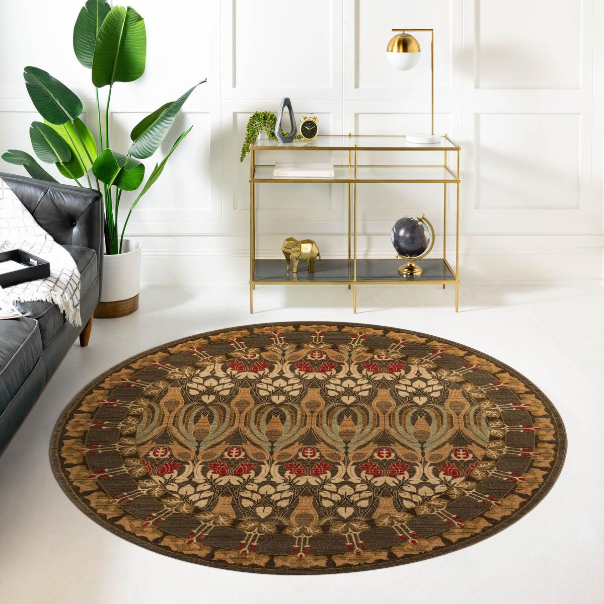 Chelsea Elegance Collection Area Rug -  Brompton (Brown) Round Brown  lifestyle 68