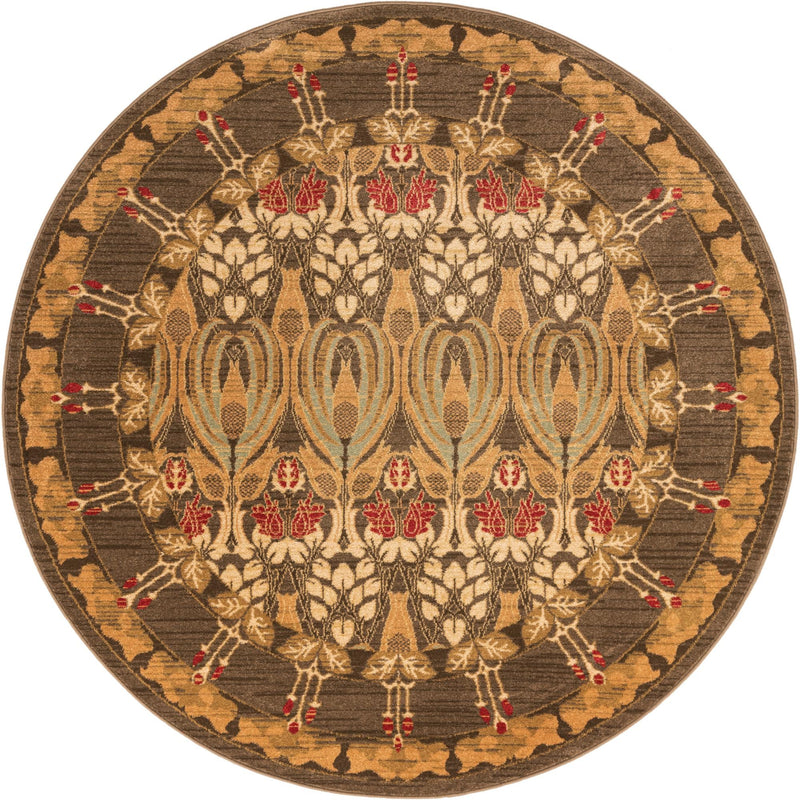 Chelsea Elegance Collection Area Rug -  Brompton (Brown) Round Brown  lifestyle 16