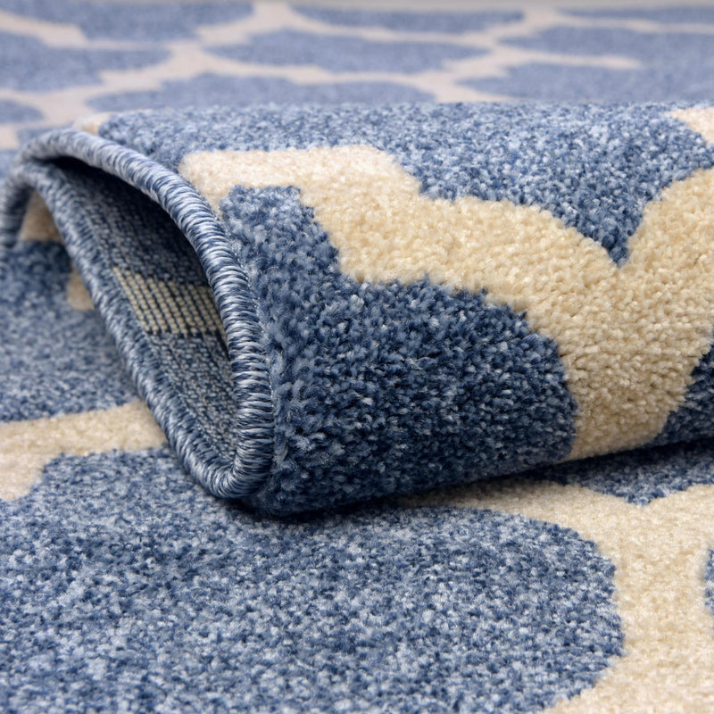 Lattice Gardens Collection Area Rug -  Bloomfield (Light Blue) Round Light Blue  lifestyle 59