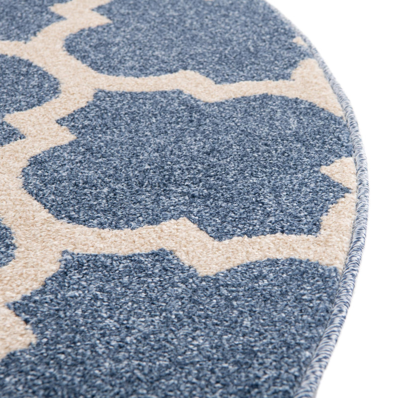 Lattice Gardens Collection Area Rug -  Bloomfield (Light Blue) Round Light Blue  lifestyle 60
