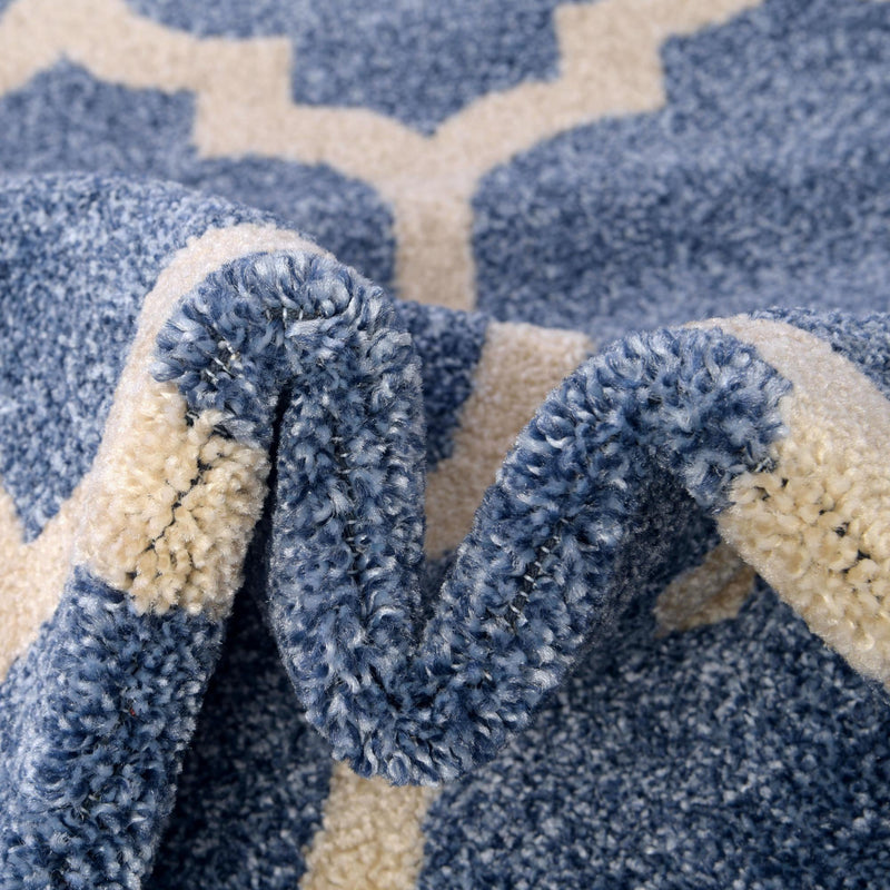 Lattice Gardens Collection Area Rug -  Bloomfield (Light Blue) Round Light Blue  lifestyle 61