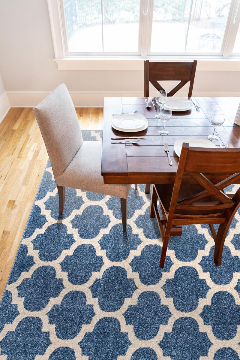 Lattice Gardens Collection Area Rug -  Bloomfield (Light Blue) Rectangle Light Blue  lifestyle 7