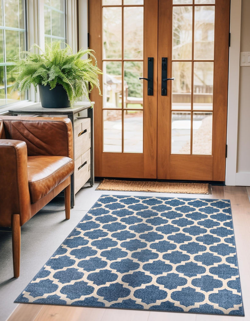 Lattice Gardens Collection Area Rug -  Bloomfield (Light Blue) Rectangle Light Blue  lifestyle 8