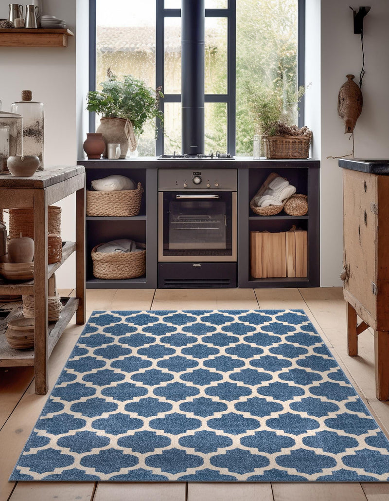 Lattice Gardens Collection Area Rug -  Bloomfield (Light Blue) Rectangle Light Blue  lifestyle 9