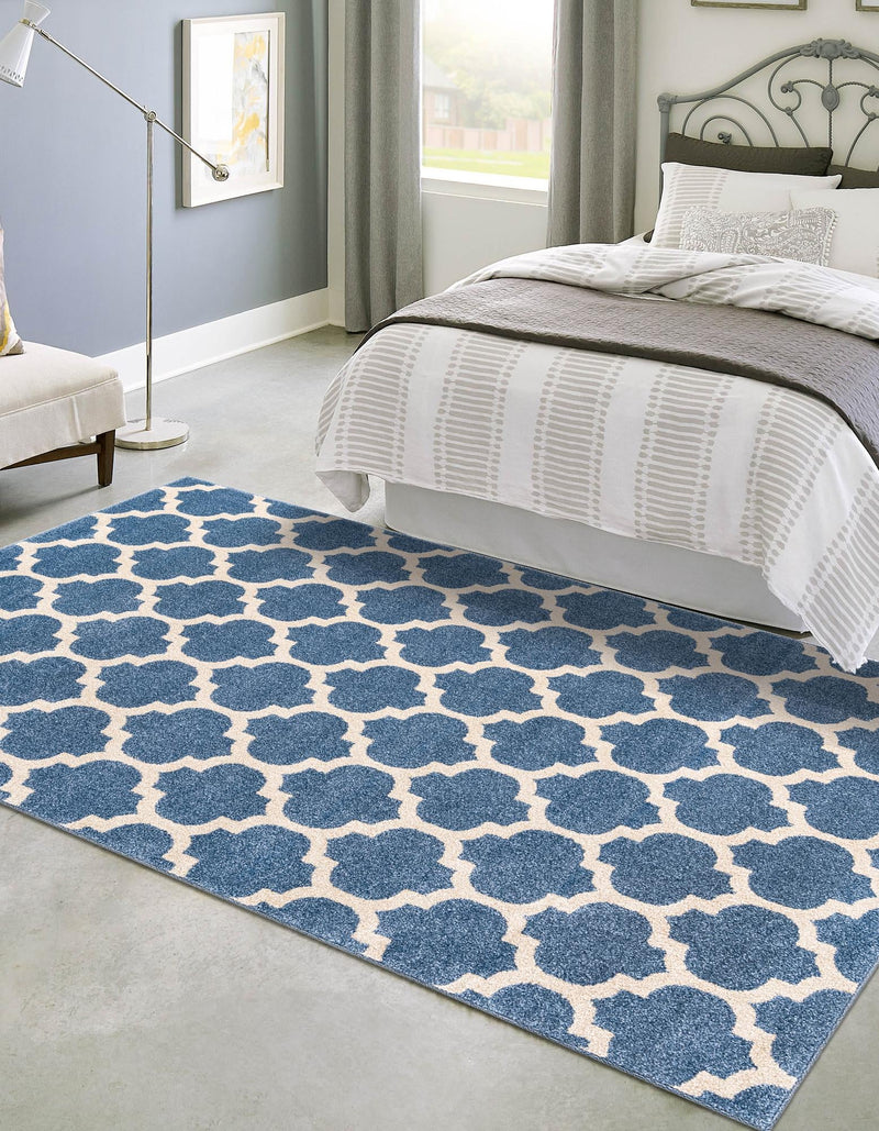 Lattice Gardens Collection Area Rug -  Bloomfield (Light Blue) Rectangle Light Blue  lifestyle 10