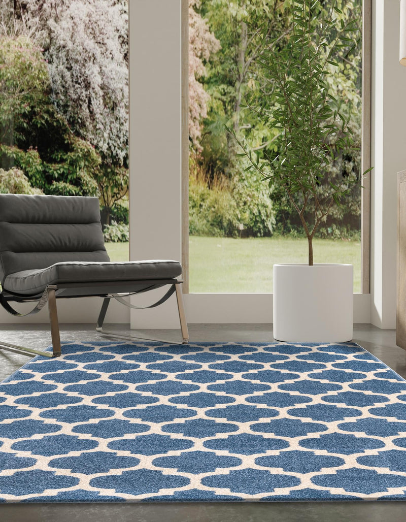 Lattice Gardens Collection Area Rug -  Bloomfield (Light Blue) Rectangle Light Blue  lifestyle 11