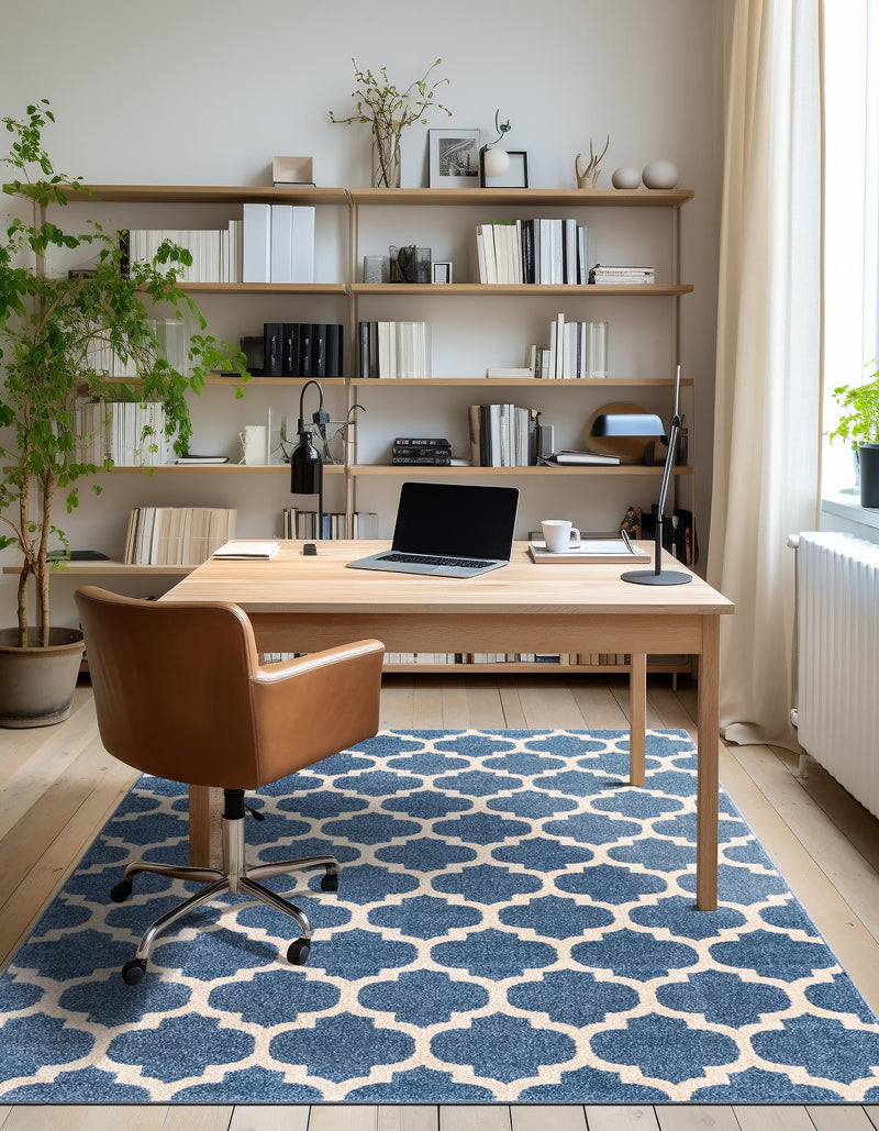 Lattice Gardens Collection Area Rug -  Bloomfield (Light Blue) Rectangle Light Blue  lifestyle 12