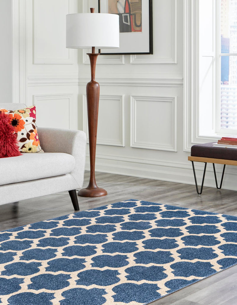 Lattice Gardens Collection Area Rug -  Bloomfield (Light Blue) Rectangle Light Blue  lifestyle 14