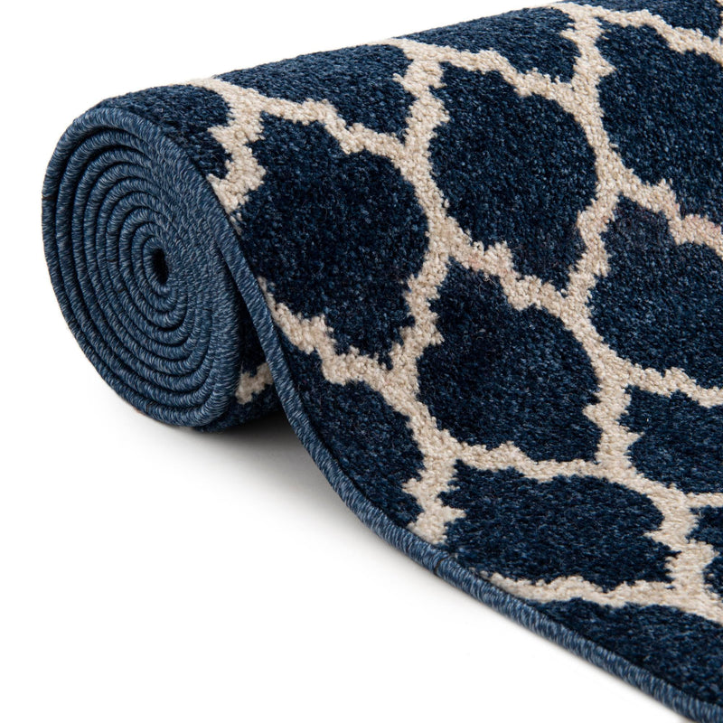 Lattice Gardens Collection Area Rug -  Bloomfield (Dark Blue) Rectangle Dark Blue  lifestyle 10