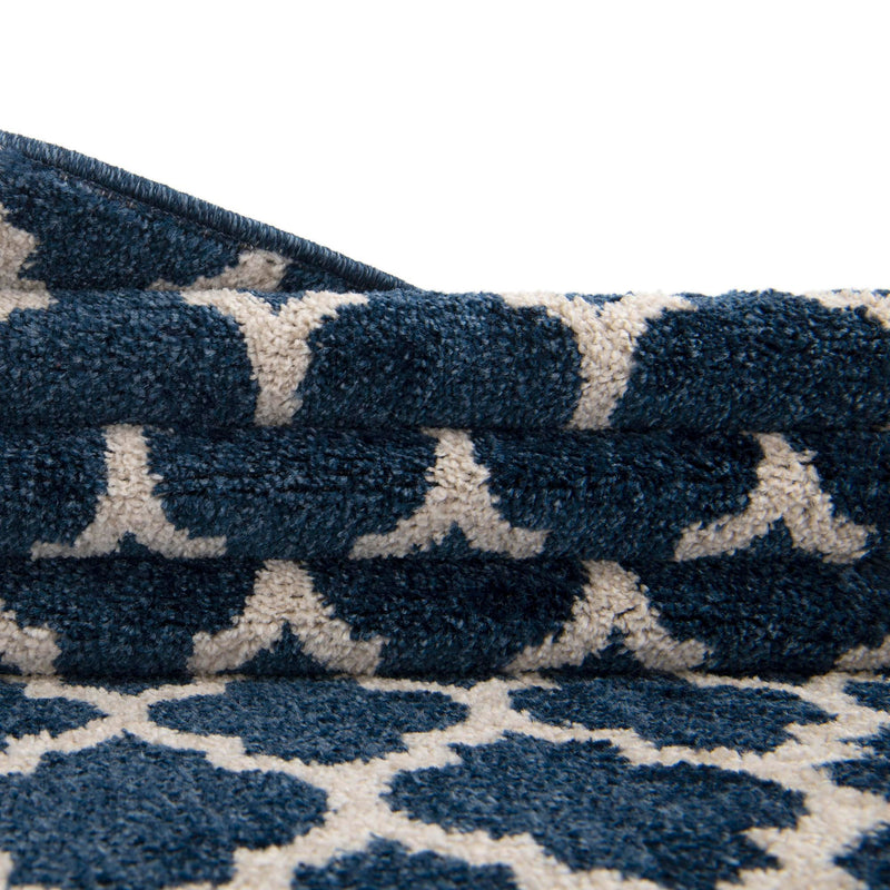 Lattice Gardens Collection Area Rug -  Bloomfield (Dark Blue) Rectangle Dark Blue  lifestyle 12