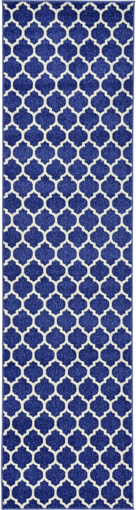 Lattice Gardens Collection Area Rug -  Bloomfield (Dark Blue) Runner Dark Blue  lifestyle 15