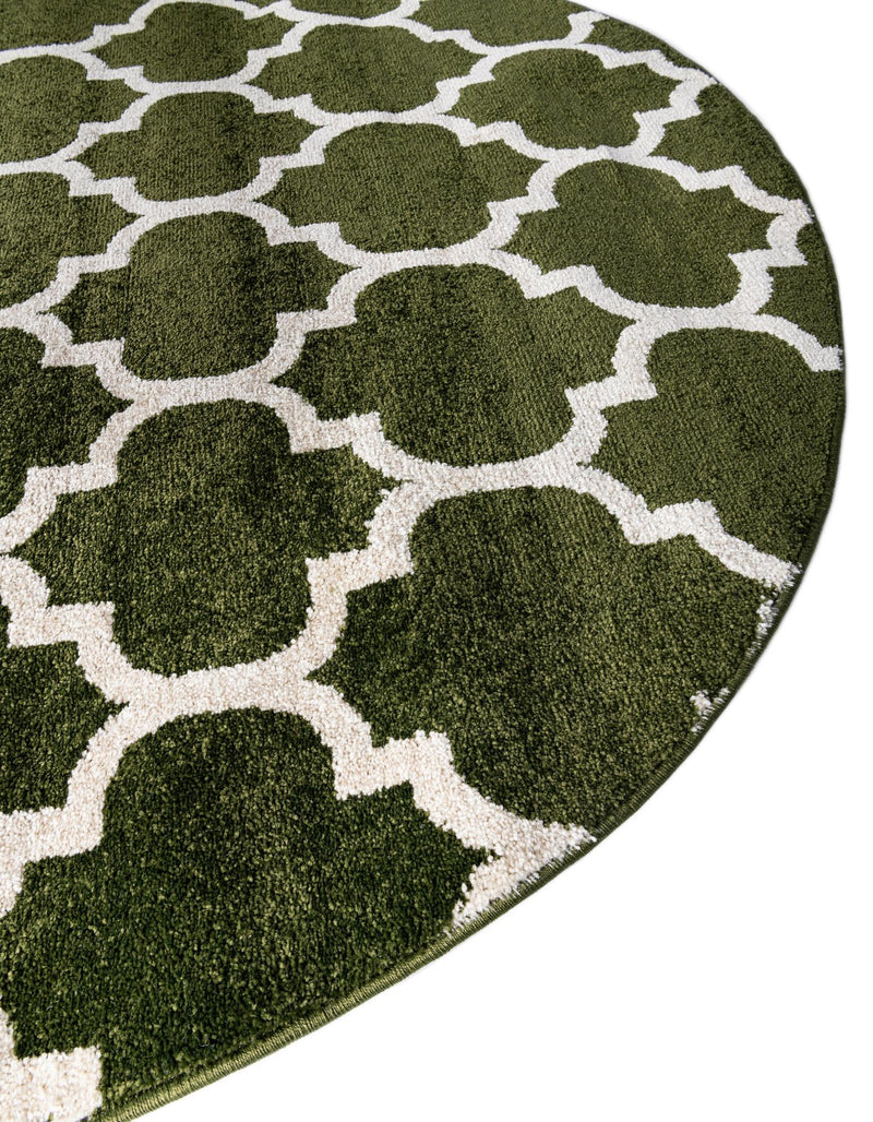 Lattice Gardens Collection Area Rug -  Bloomfield (Dark Green) Round Dark Green  lifestyle 35