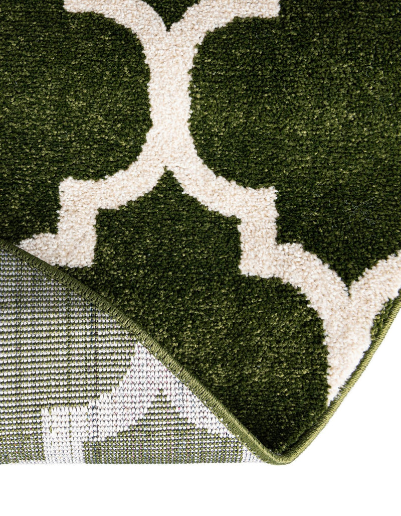 Lattice Gardens Collection Area Rug -  Bloomfield (Dark Green) Round Dark Green  lifestyle 46