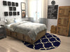 Lattice Gardens Collection Area Rug -  Floratown Round Navy Blue  lifestyle 29