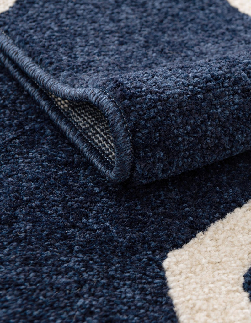 Lattice Gardens Collection Area Rug -  Floratown Round Navy Blue  lifestyle 36