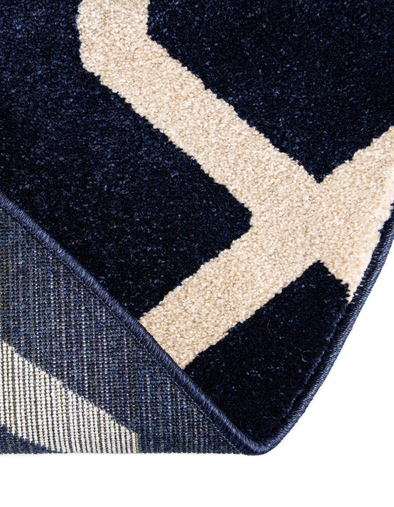 Lattice Gardens Collection Area Rug -  Floratown Round Navy Blue  lifestyle 52