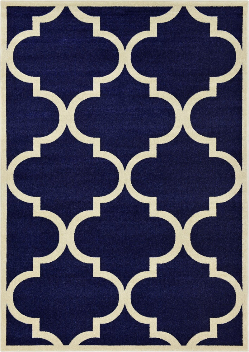 Lattice Gardens Collection Area Rug -  Espaliera Rectangle Navy Blue  lifestyle 7