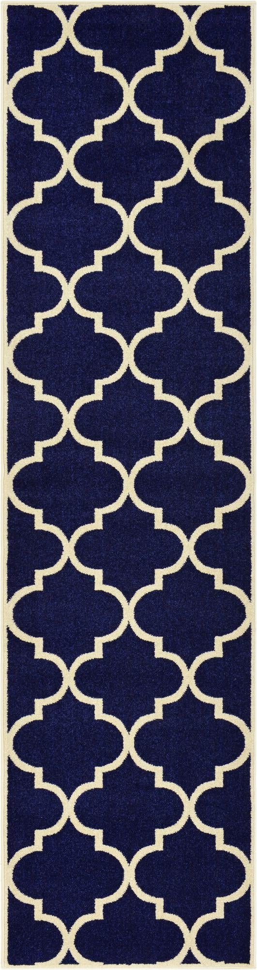 Lattice Gardens Collection Area Rug -  Espaliera Runner Navy Blue  lifestyle 129