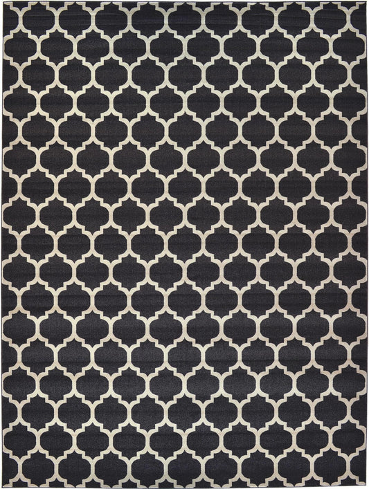 Lattice Gardens Collection Area Rug -  Bloomfield (Black) Rectangle Black  lifestyle 2