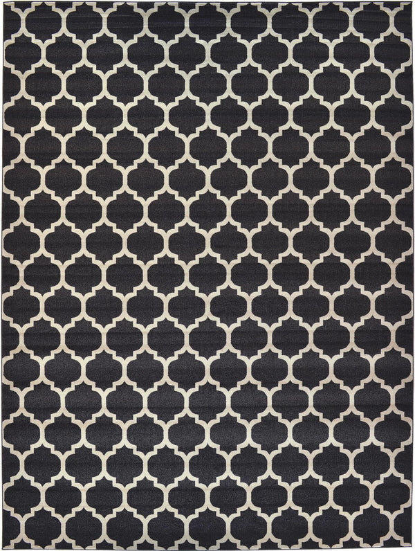 Lattice Gardens Collection Area Rug -  Bloomfield (Black) Rectangle Black  lifestyle 2