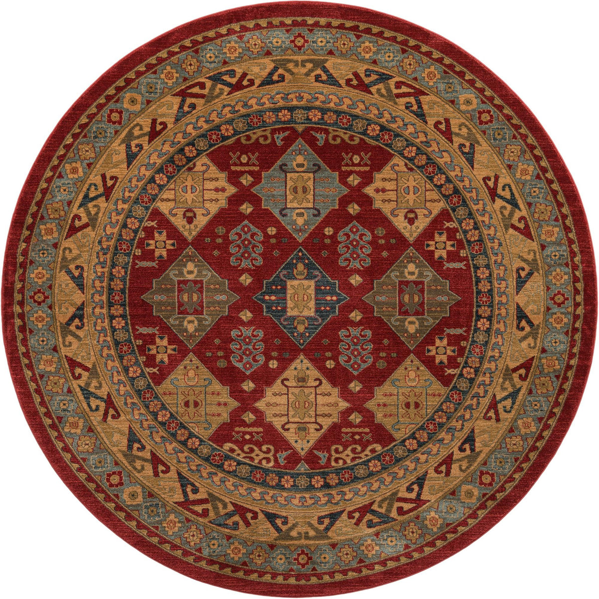 Persian Elegance Collection Area Rug -  Tabriz Round Red  lifestyle 12