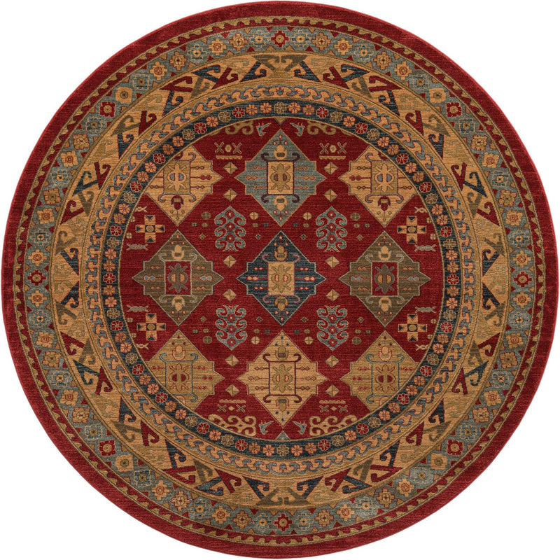 Persian Elegance Collection Area Rug -  Tabriz Round Red  lifestyle 12