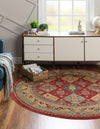 Persian Elegance Collection Area Rug -  Tabriz Round Red  lifestyle 17