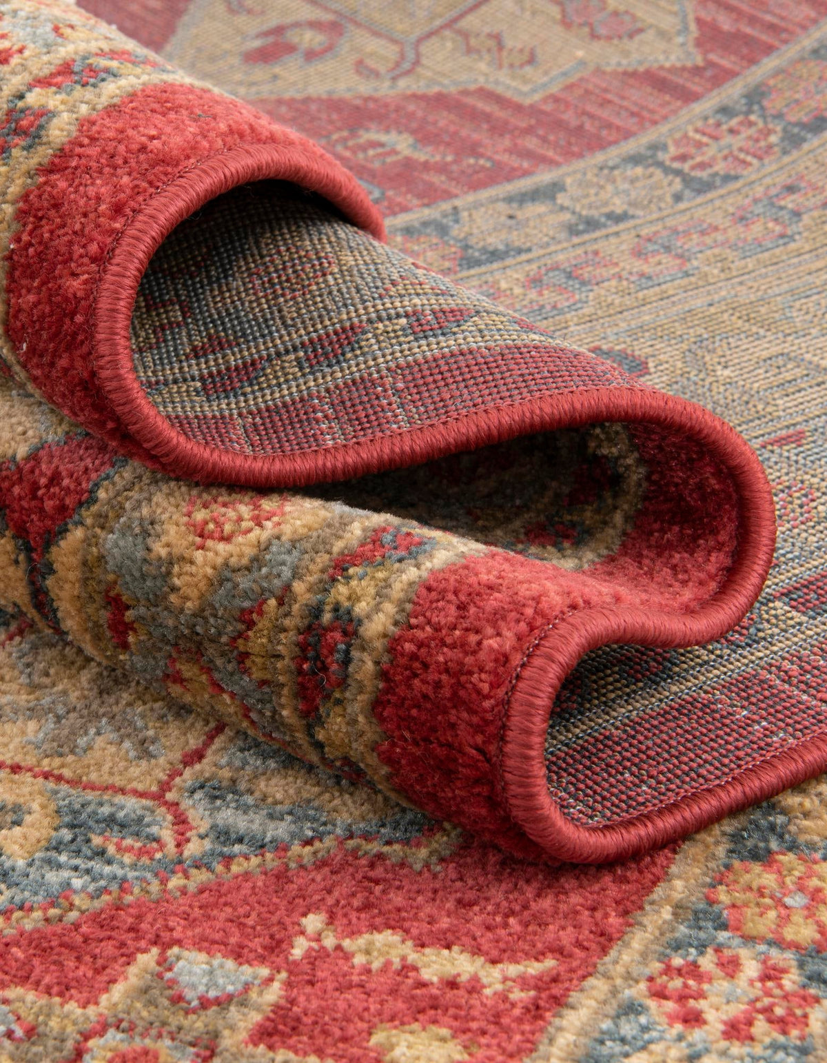 Persian Elegance Collection Area Rug -  Tabriz Round Red  lifestyle 29