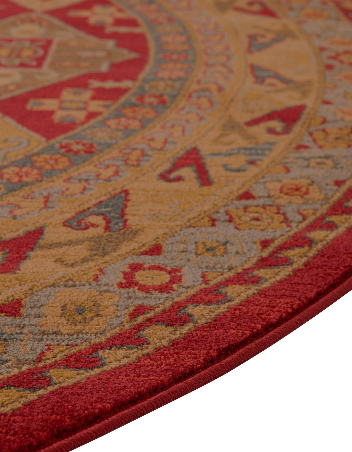 Persian Elegance Collection Area Rug -  Tabriz Round Red  lifestyle 34