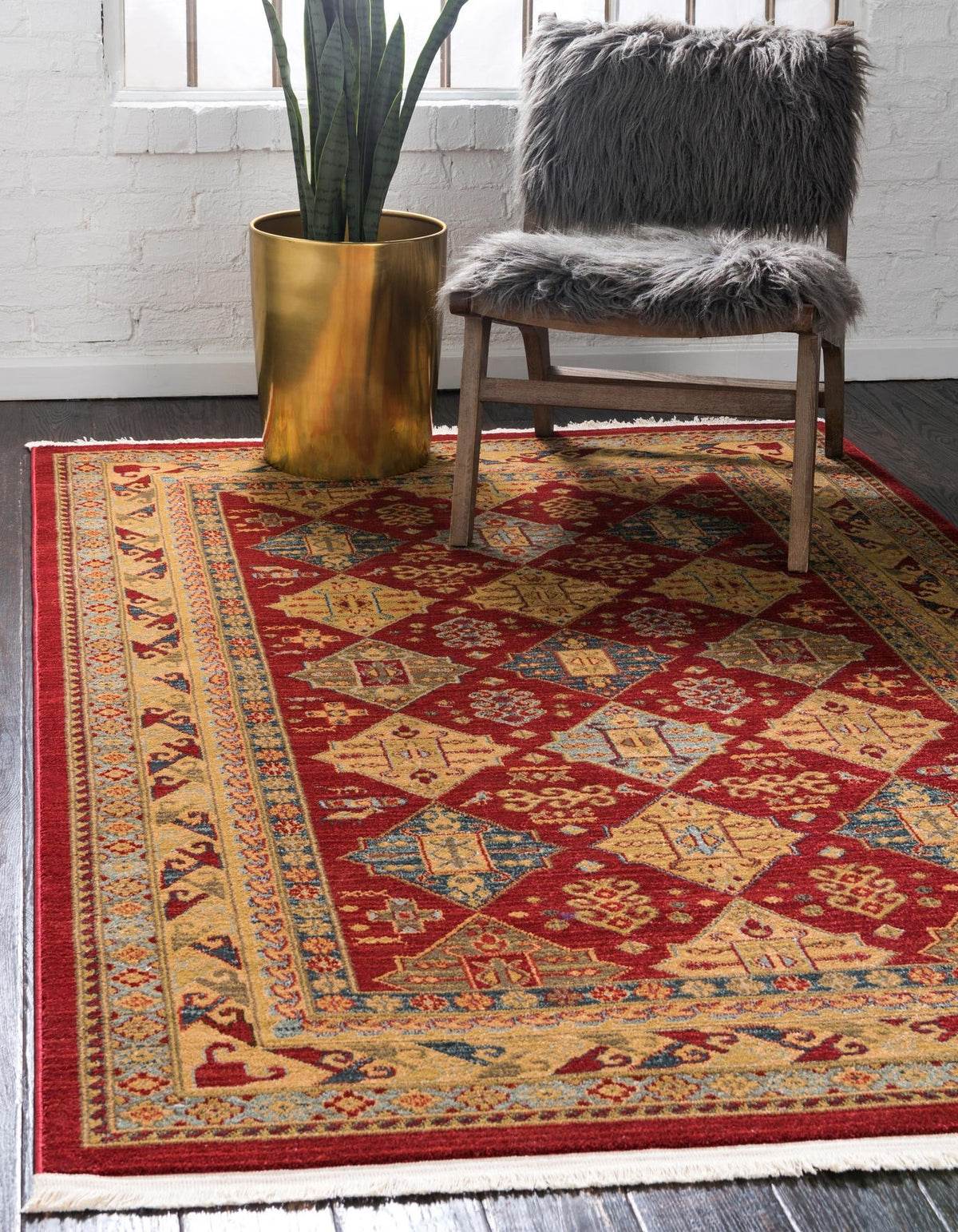 Persian Elegance Collection Area Rug -  Tabriz Rectangle Red Main