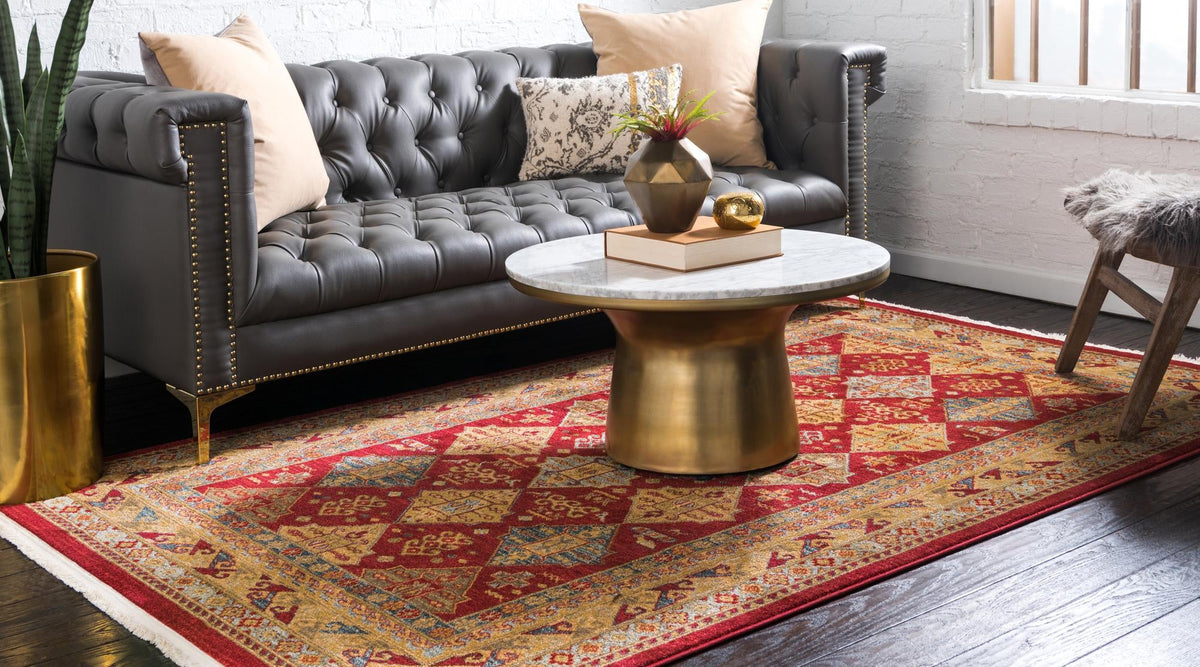 Persian Elegance Collection Area Rug -  Tabriz Rectangle Red  lifestyle 2