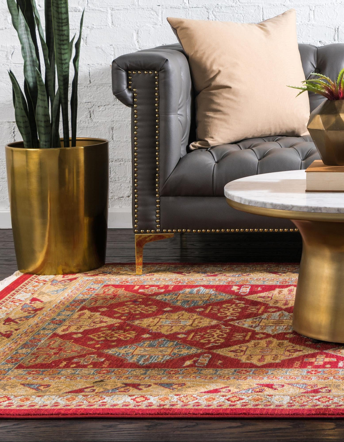 Persian Elegance Collection Area Rug -  Tabriz Rectangle Red  lifestyle 4