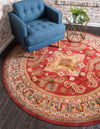 Persian Elegance Collection Area Rug -  Mashhad Round Red  lifestyle 10