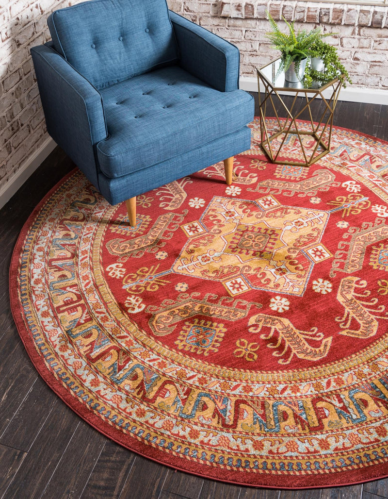 Persian Elegance Collection Area Rug -  Ardabil Round Red  lifestyle 16