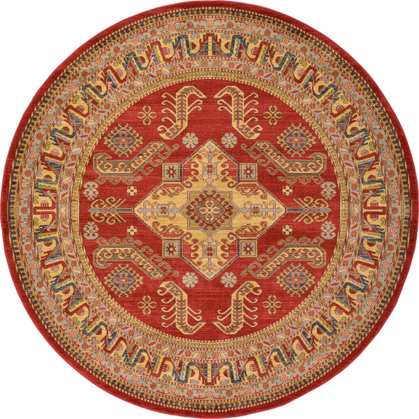 Persian Elegance Collection Area Rug -  Mashhad Round Red  lifestyle 6