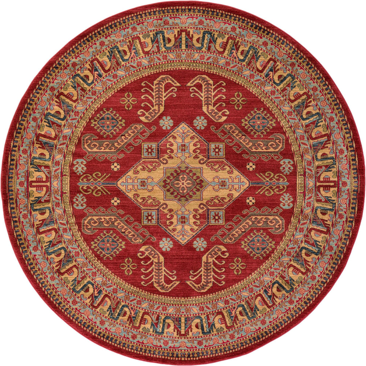 Persian Elegance Collection Area Rug -  Ardabil Round Red  lifestyle 36