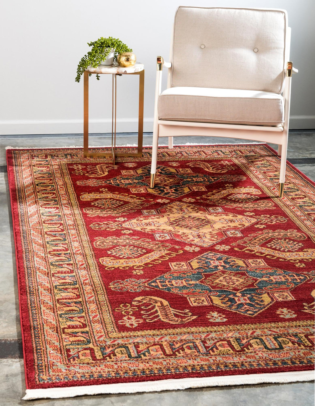 Persian Elegance Collection Area Rug -  Ardabil Rectangle Red  lifestyle 2