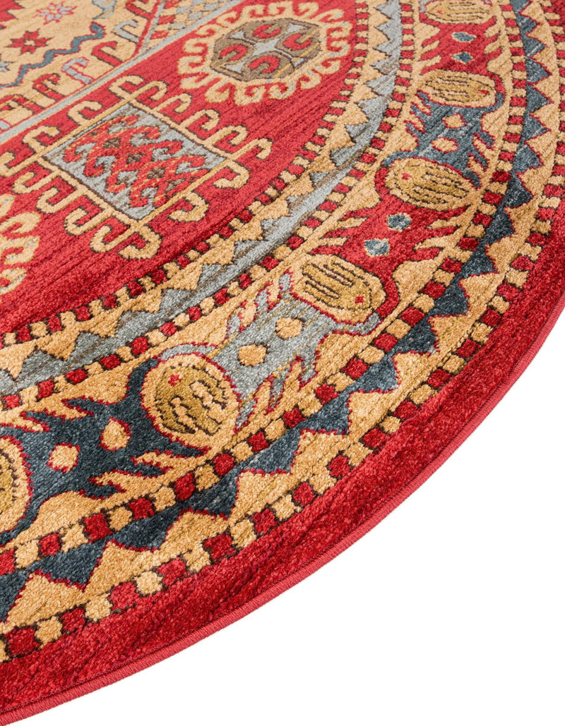 Persian Elegance Collection Area Rug -  Hamedan Round Red  lifestyle 36