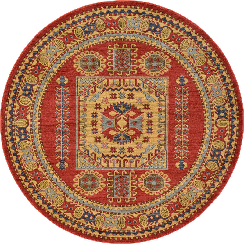 Persian Elegance Collection Area Rug -  Hamedan Round Red  lifestyle 6
