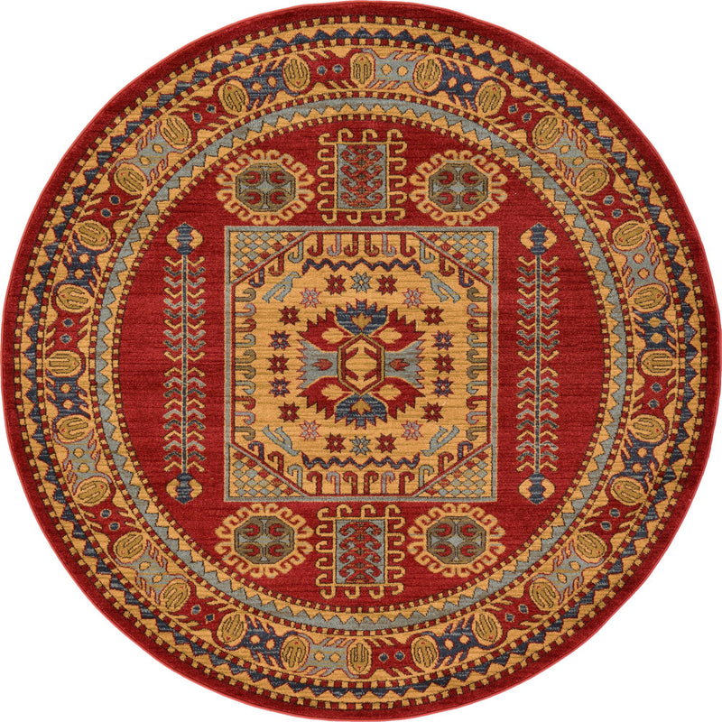 Persian Elegance Collection Area Rug -  Zanjan Round Red  lifestyle 30