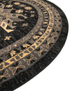 Tabriz Tapestries Collection Area Rug - Azerbaijan (Black) Round Black  lifestyle 31