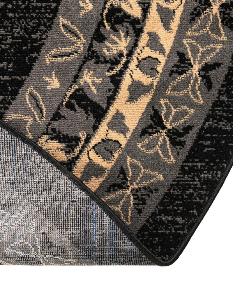 Tabriz Tapestries Collection Area Rug - Azerbaijan (Black) Round Black  lifestyle 32