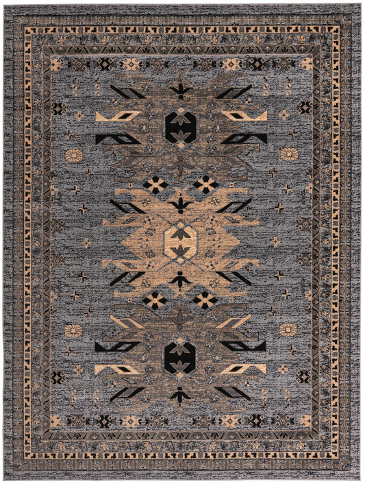 Tabriz Tapestries Collection Area Rug - Azerbaijan (Gray) Rectangle Gray  lifestyle 2