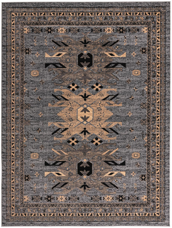 Tabriz Tapestries Collection Area Rug - Azerbaijan (Gray) Rectangle Gray  lifestyle 2