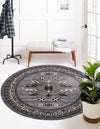 Tabriz Tapestries Collection Area Rug - Azerbaijan (Gray) Round Gray  lifestyle 22