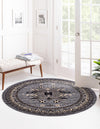 Tabriz Tapestries Collection Area Rug - Azerbaijan (Gray) Round Gray  lifestyle 27