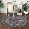 Tabriz Tapestries Collection Area Rug - Azerbaijan (Gray) Round Gray  lifestyle 71