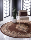 Tabriz Tapestry Collection Area Rug - Azerbaijan (Brown) Round Brown  lifestyle 18