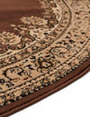 Tabriz Tapestry Collection Area Rug - Azerbaijan (Brown) Round Brown  lifestyle 34