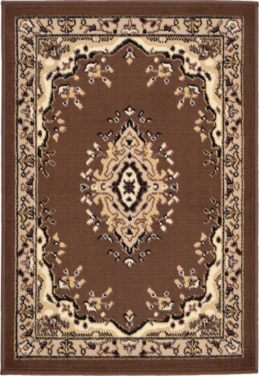 Tabriz Tapestry Collection Area Rug - Azerbaijan (Brown) Rectangle Brown Main